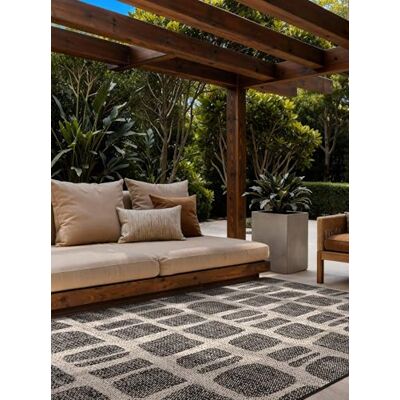 Ted Baker Flachgewebe Teppich Ruskin Wendeteppich Outdoor geeignet, Pflegeleichter Wohnzimmerteppich, Modern, Stein Muster für Wohnzimmer, Terrasse, Esszimmer, Balkon Schwarz Weiß, 120x170 cm Ted Baker Flachgewebe Teppich Ruskin Wendeteppich Outdoor geeignet, Pflegeleichter Wohnzimmerteppich, Modern, Stein Muster für Wohnzimmer, Terrasse, Esszimmer, Balkon Schwarz Weiß, 120x170 cm