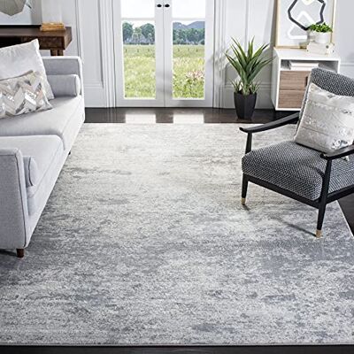 Safavieh Zeitgenössische Teppich für Wohnzimmer, Esszimmer, Schlafzimmer Brentwood Collection, Kurzer Flor, Grau und Elfenbein, 91 X 152 cm Safavieh Zeitgenössische Teppich für Wohnzimmer, Esszimmer, Schlafzimmer Brentwood Collection, Kurzer Flor, Grau und Elfenbein, 91 X 152 cm