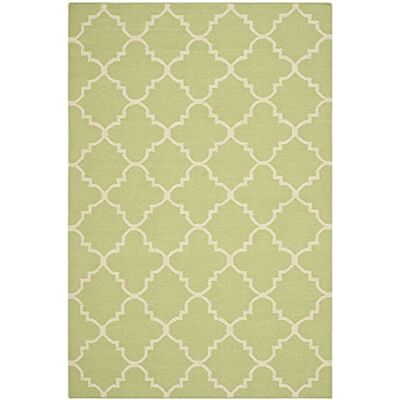 Safavieh Zeitgenössische Teppich für Wohnzimmer, Esszimmer, Schlafzimmer Dhurrie Collection, Kurzer Flor, Hellgrün und Elfenbein, 91 X 152 cm Safavieh Zeitgenössische Teppich für Wohnzimmer, Esszimmer, Schlafzimmer Dhurrie Collection, Kurzer Flor, Hellgrün und Elfenbein, 91 X 152 cm