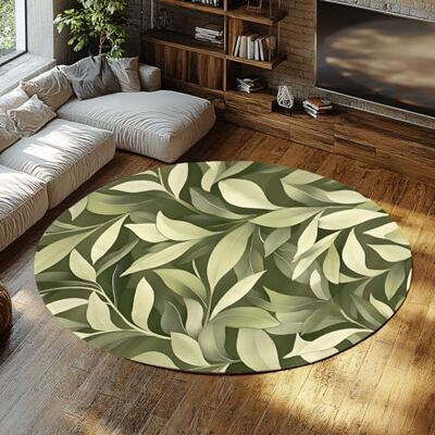 ART Moderner Boho Runder Teppich Grün Tropische Blätter Weich Abwaschbar Schlafzimmer Rutschfester Niederflor-Bodenteppich für Esszimmer Küche Home Office 200x200cm ART Moderner Boho Runder Teppich Grün Tropische Blätter Weich Abwaschbar Schlafzimmer Rutschfester Niederflor-Bodenteppich für Esszimmer Küche Home Office 200x200cm