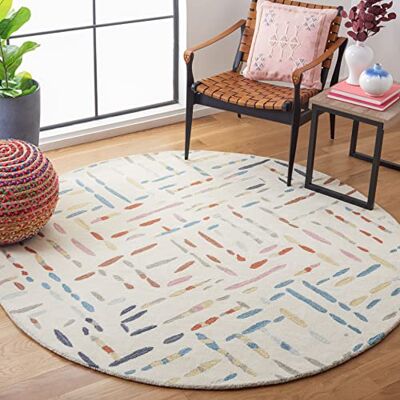 Safavieh Distressed Teppich für Wohnzimmer, Esszimmer, Schlafzimmer Madison Collection, Kurzer Flor, Grau und Gold, 183 X 183 cm Safavieh Distressed Teppich für Wohnzimmer, Esszimmer, Schlafzimmer Madison Collection, Kurzer Flor, Grau und Gold, 183 X 183 cm