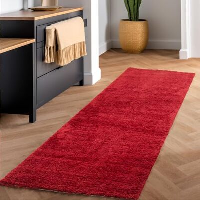 SIMPEX Shaggy Hochflor Teppich, 80x150 cm, Rot, weich, flauschig, modern, einfarbig, Ideal für Flur oder Kinderzimmer, für Wohnzimmer Schlafzimmer Flur SIMPEX Shaggy Hochflor Teppich, 80x150 cm, Rot, weich, flauschig, modern, einfarbig, Ideal für Flur oder Kinderzimmer, für Wohnzimmer Schlafzimmer Flur