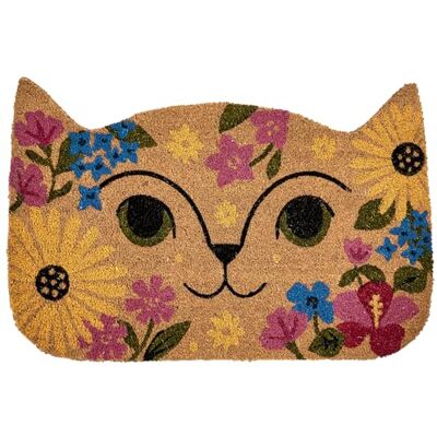 Beliani Fußmatte Kokosfaser bunt Tiermotiv Katze 60x90 cm rutschfest Indoor Caliraya Beliani Fußmatte Kokosfaser bunt Tiermotiv Katze 60x90 cm rutschfest Indoor Caliraya