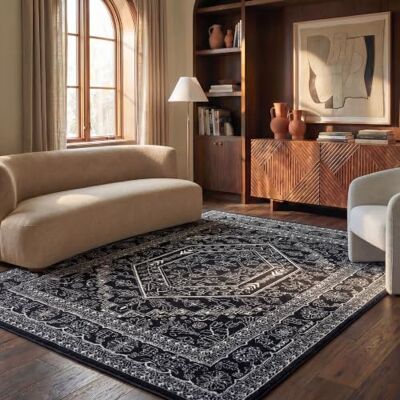Safavieh Teppich 235 x 305 cm Adirondack Collection Groß Traditionelles Design, Schwarz & Elfenbein, Pflegeleichte Synthetikmischung, Ideal für Wohnzimmer, Schlafzimmer, Büro (ADR108Z) Safavieh Teppich 235 x 305 cm Adirondack Collection Groß Traditionelles Design, Schwarz & Elfenbein, Pflegeleichte Synthetikmischung, Ideal für Wohnzimmer, Schlafzimmer, Büro (ADR108Z)
