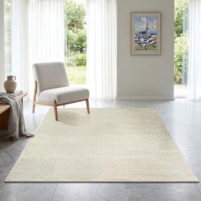 SANAT Kurzflor Teppich Wohnzimmer Uni Modern Teppiche fürs Schlafzimmer, Arbeitszimmer, Büro, Flur, Kinderzimmer und Küche Creme, 200 x 290 cm SANAT Kurzflor Teppich Wohnzimmer Uni Modern Teppiche fürs Schlafzimmer, Arbeitszimmer, Büro, Flur, Kinderzimmer und Küche Creme, 200 x 290 cm