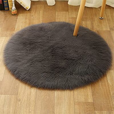 Tomifine Lammfell Schaffell Teppich, Shaggy Bereich Teppiche Longhair Kunstfell Dekofell für Wohnzimmer Schlafzimmer Kinderzimmer Teppich (Rund 100 cm,Dunkelgrau) Tomifine Lammfell Schaffell Teppich, Shaggy Bereich Teppiche Longhair Kunstfell Dekofell für Wohnzimmer Schlafzimmer Kinderzimmer Teppich (Rund 100 cm,Dunkelgrau)