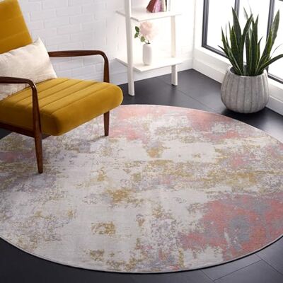 Safavieh Traditionell Teppich für Rug Ideal für stark frequentierte Bereiche Maschinenwaschbar Arizona Collection, Kurzer Flor, in Fuchsia und Grau, 201 X 201 cm Safavieh Traditionell Teppich für Rug Ideal für stark frequentierte Bereiche Maschinenwaschbar Arizona Collection, Kurzer Flor, in Fuchsia und Grau, 201 X 201 cm
