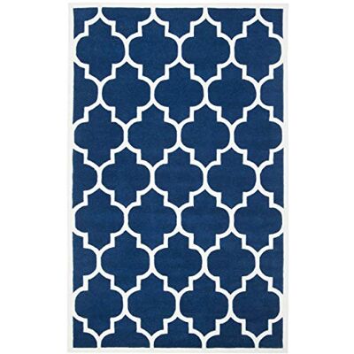 Safavieh Zeitgenössische Teppich für Wohnzimmer, Esszimmer, Schlafzimmer Chatham Collection, Kurzer Flor, Dunkelblau und Elfenbein, 91 X 152 cm Safavieh Zeitgenössische Teppich für Wohnzimmer, Esszimmer, Schlafzimmer Chatham Collection, Kurzer Flor, Dunkelblau und Elfenbein, 91 X 152 cm