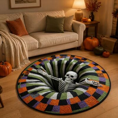 Generic 3D Teppich Optische Täuschung 3D Halloween Fussmatte Innen Lustig 3D-Teppich mit optischer Illusion: Gruseliger Rundteppich mit Geist-Motiv, weich & rutschfest für Home-Party-Deko Generic 3D Teppich Optische Täuschung 3D Halloween Fussmatte Innen Lustig 3D-Teppich mit optischer Illusion: Gruseliger Rundteppich mit Geist-Motiv, weich & rutschfest für Home-Party-Deko