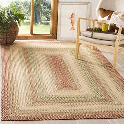 Safavieh Zeitgenössische Teppich für Wohnzimmer, Esszimmer, Schlafzimmer Braided Collection, Kurzer Flor, Rost und Orange, 155 X 229 cm Safavieh Zeitgenössische Teppich für Wohnzimmer, Esszimmer, Schlafzimmer Braided Collection, Kurzer Flor, Rost und Orange, 155 X 229 cm