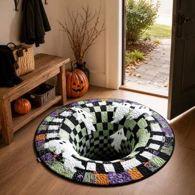 Generic 3D Teppich Optische Täuschung 3D Halloween Fussmatte Innen Lustig 3D-Teppich mit optischer Illusion: Gruseliger Rundteppich mit Geist-Motiv, weich & rutschfest für Home-Party-Deko Generic 3D Teppich Optische Täuschung 3D Halloween Fussmatte Innen Lustig 3D-Teppich mit optischer Illusion: Gruseliger Rundteppich mit Geist-Motiv, weich & rutschfest für Home-Party-Deko