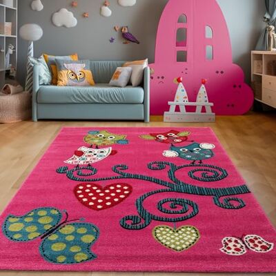 SIMPEX Kinderteppich Eule Violett 120x170 cm Rechteckiger Teppich fürs Kinderzimmer Weich & Allergikerfreundlich Ideal als Spielteppich für Mädchen SIMPEX Kinderteppich Eule Violett 120x170 cm Rechteckiger Teppich fürs Kinderzimmer Weich & Allergikerfreundlich Ideal als Spielteppich für Mädchen