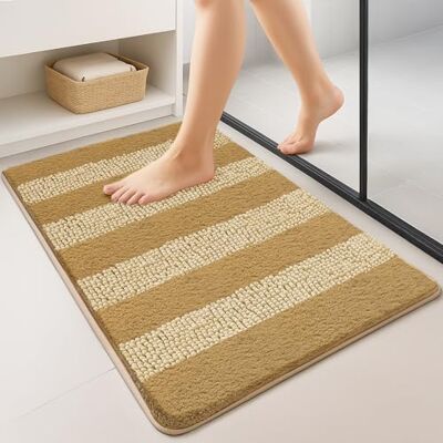 VOUNOT Chenille Badematte rutschfeste, Mikrofaser Saugfähig Badezimmerteppich, Flauschig & schnelltrocknend Maschinenwaschbar Badteppich, Super Weich Fußmatte Duschvorleger 40x60cm Beige VOUNOT Chenille Badematte rutschfeste, Mikrofaser Saugfähig Badezimmerteppich, Flauschig & schnelltrocknend Maschinenwaschbar Badteppich, Super Weich Fußmatte Duschvorleger 40x60cm Beige