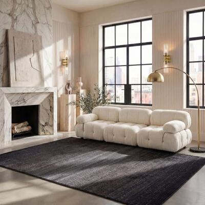 Safavieh Modern Teppich für Wohnzimmer, Esszimmer, Schlafzimmer Adirondack Collection, Kurzer Flor, Schwarz und Silber, 244 X 305 cm Safavieh Modern Teppich für Wohnzimmer, Esszimmer, Schlafzimmer Adirondack Collection, Kurzer Flor, Schwarz und Silber, 244 X 305 cm