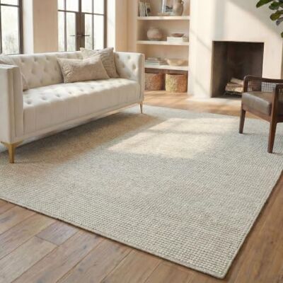 Safavieh Geometrisch Teppich für Wohnzimmer, Esszimmer, Schlafzimmer Natura Collection, Kurzer Flor, Silber und Elfenbein, 244 X 305 cm Safavieh Geometrisch Teppich für Wohnzimmer, Esszimmer, Schlafzimmer Natura Collection, Kurzer Flor, Silber und Elfenbein, 244 X 305 cm