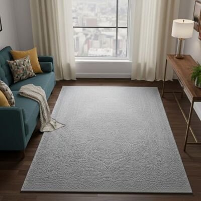 VIMODA Teppich Wohnzimmer Teppich Schlafzimmer, Flur, küche Kurzflor Orient Design Vintage Hoch-Tief-Effekt Modern 3D Weich,Maße:160 x 230 cm;Farbe:L.Grey VIMODA Teppich Wohnzimmer Teppich Schlafzimmer, Flur, küche Kurzflor Orient Design Vintage Hoch-Tief-Effekt Modern 3D Weich,Maße:160 x 230 cm;Farbe:L.Grey