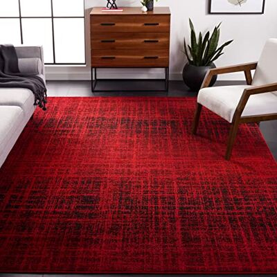Safavieh Zeitgenössische Teppich für Wohnzimmer, Esszimmer, Schlafzimmer Adirondack Collection, Kurzer Flor, Rot und Schwarz, 91 X 152 cm Safavieh Zeitgenössische Teppich für Wohnzimmer, Esszimmer, Schlafzimmer Adirondack Collection, Kurzer Flor, Rot und Schwarz, 91 X 152 cm