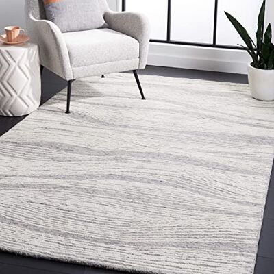 Safavieh Geometrisch Teppich für Wohnzimmer, Esszimmer, Schlafzimmer Metro Collection, Kurzer Flor, Grau und Elfenbein, 183 X 274 cm Safavieh Geometrisch Teppich für Wohnzimmer, Esszimmer, Schlafzimmer Metro Collection, Kurzer Flor, Grau und Elfenbein, 183 X 274 cm