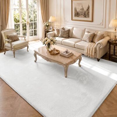 VOUNOT ® Teppich Wohnzimmer Groß 240x340 cm, mit rutschfeste Rückseite & Antirutschmatte, Kuscheliger Kurzflor Flauschig Teppiche Gegend für Schlafzimmer Kinderzimmer Esszimmer, Creme VOUNOT ® Teppich Wohnzimmer Groß 240x340 cm, mit rutschfeste Rückseite & Antirutschmatte, Kuscheliger Kurzflor Flauschig Teppiche Gegend für Schlafzimmer Kinderzimmer Esszimmer, Creme