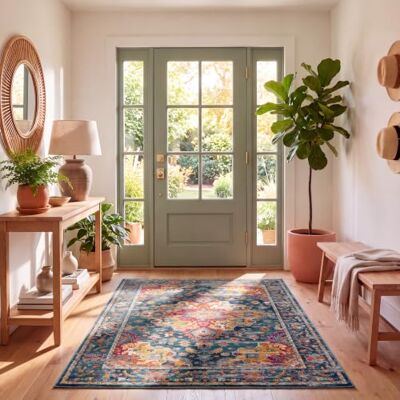 SAFAVIEH Boho Teppich für Wohnzimmer, Esszimmer, Schlafzimmer Madison Collection, Kurzer Flor, Türkis und Fuschia, 183 x 274 cm SAFAVIEH Boho Teppich für Wohnzimmer, Esszimmer, Schlafzimmer Madison Collection, Kurzer Flor, Türkis und Fuschia, 183 x 274 cm