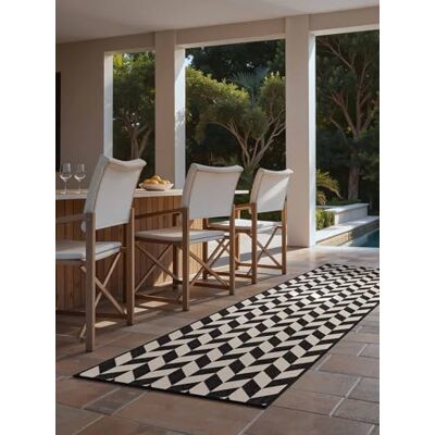 Ted Baker Flachgewebe Teppich Terrick Flachgewebe Läufer, Pflegeleichter Wohnzimmerteppich, Modern, Zigzag Muster für Wohnzimmer, Terrasse, Esszimmer, Balkon Schwarz Weiß, 80x200 cm Ted Baker Flachgewebe Teppich Terrick Flachgewebe Läufer, Pflegeleichter Wohnzimmerteppich, Modern, Zigzag Muster für Wohnzimmer, Terrasse, Esszimmer, Balkon Schwarz Weiß, 80x200 cm