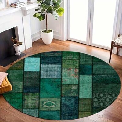 Bamyum - Trunk Chenille Machine - Grün - 160x160 - Rug Bamyum - Trunk Chenille Machine - Grün - 160x160 - Rug