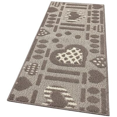 Emmevi Teppich für die Küche, rutschfest, mit 3D-Herzen, waschbar, modern, verschiedene Größen, Modell Cleilia Design 57 x 130 cm, Beige Emmevi Teppich für die Küche, rutschfest, mit 3D-Herzen, waschbar, modern, verschiedene Größen, Modell Cleilia Design 57 x 130 cm, Beige