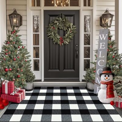 FONEYI Buffalo Plaid Outdoor-Teppich, 81,3 x 121,9 cm, kariert, rutschfest, saugfähig, Eingangsteppich, Fußmatte, Innenbereich, waschbar, Outdoor-Teppiche für mehrlagige Fußmatten, Veranda, FONEYI Buffalo Plaid Outdoor-Teppich, 81,3 x 121,9 cm, kariert, rutschfest, saugfähig, Eingangsteppich, Fußmatte, Innenbereich, waschbar, Outdoor-Teppiche für mehrlagige Fußmatten, Veranda,