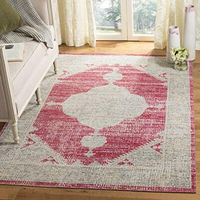 Safavieh Boho Teppich für Wohnzimmer, Esszimmer, Schlafzimmer Montage Collection, Kurzer Flor, Rose und Grau, 122 X 183 cm Safavieh Boho Teppich für Wohnzimmer, Esszimmer, Schlafzimmer Montage Collection, Kurzer Flor, Rose und Grau, 122 X 183 cm