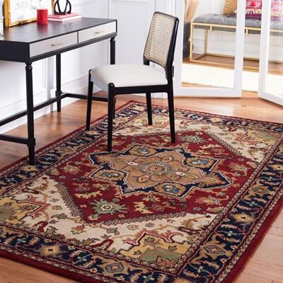 SAFAVIEH Traditionell Teppich für Wohnzimmer, Esszimmer, Schlafzimmer Heritage Collection, Kurzer Flor, Rot, 122 X 183 cm SAFAVIEH Traditionell Teppich für Wohnzimmer, Esszimmer, Schlafzimmer Heritage Collection, Kurzer Flor, Rot, 122 X 183 cm