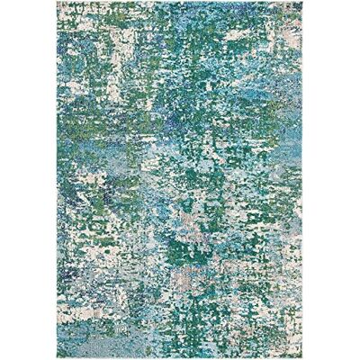 Safavieh Zeitgenössische Teppich für Wohnzimmer, Esszimmer, Schlafzimmer Madison Collection, Kurzer Flor, Grün und Türkis, 91 X 152 cm Safavieh Zeitgenössische Teppich für Wohnzimmer, Esszimmer, Schlafzimmer Madison Collection, Kurzer Flor, Grün und Türkis, 91 X 152 cm