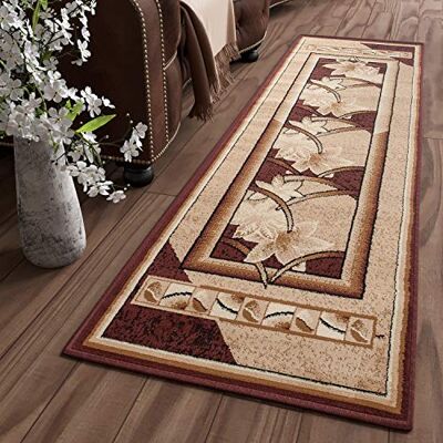 TAPISO Atlas Läufer Kurzflor Teppich Wohnzimmer Modern Beige Braun Designer Floral Blumen Blatt Abstrakt Muster Schlafzimmer ÖKOTEX 70 x 250 cm TAPISO Atlas Läufer Kurzflor Teppich Wohnzimmer Modern Beige Braun Designer Floral Blumen Blatt Abstrakt Muster Schlafzimmer ÖKOTEX 70 x 250 cm