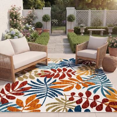 SAFAVIEH Modern Teppich für Innen & Außenbereich Cabana Collection, Kurzer Flor, Creme und Rot, 200 x 300 cm SAFAVIEH Modern Teppich für Innen & Außenbereich Cabana Collection, Kurzer Flor, Creme und Rot, 200 x 300 cm