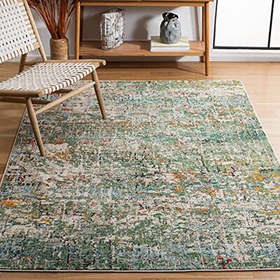 Safavieh Zeitgenössische Teppich für Wohnzimmer, Esszimmer, Schlafzimmer Madison Collection, Kurzer Flor, Silber und Elfenbein, 66 x 122 cm Safavieh Zeitgenössische Teppich für Wohnzimmer, Esszimmer, Schlafzimmer Madison Collection, Kurzer Flor, Silber und Elfenbein, 66 x 122 cm