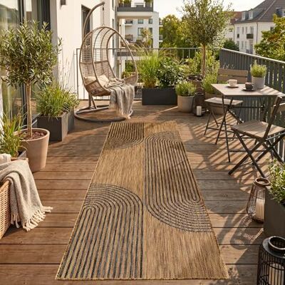 SIMPEX Outdoor Teppich Schwarz Natur Jute Optik 80x250 cm Balkon Terrasse Garten Wetterfest UV-beständig Läufer Boho Design Flachgewebe Pflegeleicht Robust Modern SIMPEX Outdoor Teppich Schwarz Natur Jute Optik 80x250 cm Balkon Terrasse Garten Wetterfest UV-beständig Läufer Boho Design Flachgewebe Pflegeleicht Robust Modern