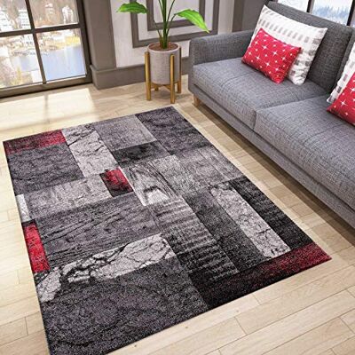 VIMODA Designer Teppich Wohnzimmer Inneneinrichtung Modern Marmor Rot Optik Teppich Friseé, Maße:160x230 cm VIMODA Designer Teppich Wohnzimmer Inneneinrichtung Modern Marmor Rot Optik Teppich Friseé, Maße:160x230 cm
