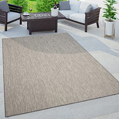 Paco Home Outdoor Teppich, Wetterfest Pflegeleicht Küchenteppich Ideal für Terrasse Balkon Garten, Flachgewebe Sisaloptik Modern Einfarbig meliert, 160x220 cm, Grau Paco Home Outdoor Teppich, Wetterfest Pflegeleicht Küchenteppich Ideal für Terrasse Balkon Garten, Flachgewebe Sisaloptik Modern Einfarbig meliert, 160x220 cm, Grau