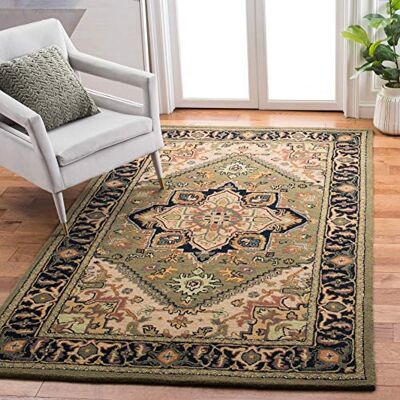 Safavieh Traditionell Teppich für Wohnzimmer, Esszimmer, Schlafzimmer Heritage Collection, Kurzer Flor, Grün und Hellbraun, 152 X 244 cm Safavieh Traditionell Teppich für Wohnzimmer, Esszimmer, Schlafzimmer Heritage Collection, Kurzer Flor, Grün und Hellbraun, 152 X 244 cm
