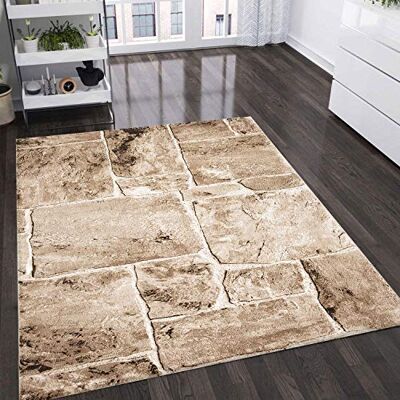 VIMODA Teppich Modern Stein Mauer Optik in Beige Braun, Maße:160 x 230 cm VIMODA Teppich Modern Stein Mauer Optik in Beige Braun, Maße:160 x 230 cm