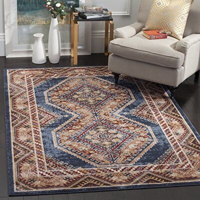 Safavieh Traditionell Distressed Teppich für Wohnzimmer, Esszimmer, Schlafzimmer Bijar Collection, Kurzer Flor, Königsblau und Rost, 201 X 274 cm Safavieh Traditionell Distressed Teppich für Wohnzimmer, Esszimmer, Schlafzimmer Bijar Collection, Kurzer Flor, Königsblau und Rost, 201 X 274 cm