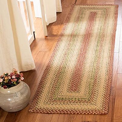 Safavieh Zeitgenössische Teppich für Wohnzimmer, Esszimmer, Schlafzimmer Braided Collection, Kurzer Flor, Rost und Orange, 80 X 180 cm Safavieh Zeitgenössische Teppich für Wohnzimmer, Esszimmer, Schlafzimmer Braided Collection, Kurzer Flor, Rost und Orange, 80 X 180 cm