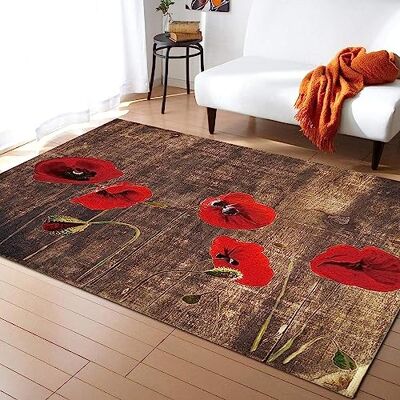 Generic 3D Illusion Teppich Optischer Täuschung Bodenmatte Rote Mohnblumen Mit Alter Holzmaserung Wohnzimmer rutschfest Fußmatten Vielseitige Wohnaccessoires Polyester-Soft-Touch, 50 X 80 cm / 19,6 X 31,5 Generic 3D Illusion Teppich Optischer Täuschung Bodenmatte Rote Mohnblumen Mit Alter Holzmaserung Wohnzimmer rutschfest Fußmatten Vielseitige Wohnaccessoires Polyester-Soft-Touch, 50 X 80 cm / 19,6 X 31,5
