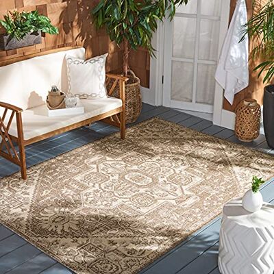 Safavieh Traditionell Teppich für Wohnzimmer, Esszimmer, Schlafzimmer Beachhouse Collection, Kurzer Flor, Creme und Beige, 155 X 229 cm Safavieh Traditionell Teppich für Wohnzimmer, Esszimmer, Schlafzimmer Beachhouse Collection, Kurzer Flor, Creme und Beige, 155 X 229 cm
