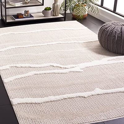 Safavieh Zeitgenössische Teppich für Wohnzimmer, Esszimmer, Schlafzimmer Trends Collection, Mittlerer Stapel, Beige und Elfenbein, 201 X 201 cm Safavieh Zeitgenössische Teppich für Wohnzimmer, Esszimmer, Schlafzimmer Trends Collection, Mittlerer Stapel, Beige und Elfenbein, 201 X 201 cm