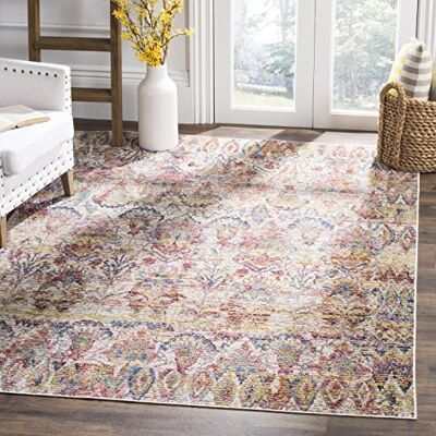 Safavieh Traditionell Teppich für Wohnzimmer, Esszimmer, Schlafzimmer Harmony Collection, Kurzer Flor, Hellgrau und Rose, 152 X 244 cm Safavieh Traditionell Teppich für Wohnzimmer, Esszimmer, Schlafzimmer Harmony Collection, Kurzer Flor, Hellgrau und Rose, 152 X 244 cm
