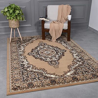 VIMODA Teppich Klassisch Orient dicht gewebt Wohnzimmer, Schlafzimmer, Küche Braun Beige, Maße:160x230 cm VIMODA Teppich Klassisch Orient dicht gewebt Wohnzimmer, Schlafzimmer, Küche Braun Beige, Maße:160x230 cm