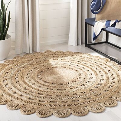 Safavieh Naturfaser Teppich für Wohnzimmer, Esszimmer, Schlafzimmer Natural Fiber Collection, Kurzer Flor, Natur, 122 X 122 cm Safavieh Naturfaser Teppich für Wohnzimmer, Esszimmer, Schlafzimmer Natural Fiber Collection, Kurzer Flor, Natur, 122 X 122 cm