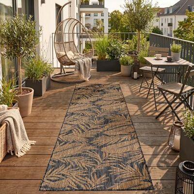 SIMPEX Outdoor Teppich Schwarz Natur Jute Optik 80x250 cm Balkon Terrasse Garten Wetterfest UV-beständig Läufer Palmblatt Flachgewebe Pflegeleicht Robust Modern SIMPEX Outdoor Teppich Schwarz Natur Jute Optik 80x250 cm Balkon Terrasse Garten Wetterfest UV-beständig Läufer Palmblatt Flachgewebe Pflegeleicht Robust Modern