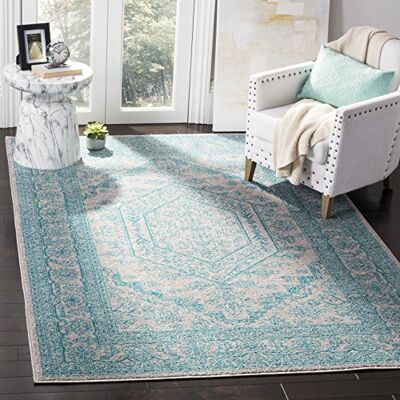Safavieh Traditionell Teppich für Wohnzimmer, Esszimmer, Schlafzimmer Adirondack Collection, Kurzer Flor, Hellgrau und Blaugrün, 155 X 229 cm Safavieh Traditionell Teppich für Wohnzimmer, Esszimmer, Schlafzimmer Adirondack Collection, Kurzer Flor, Hellgrau und Blaugrün, 155 X 229 cm