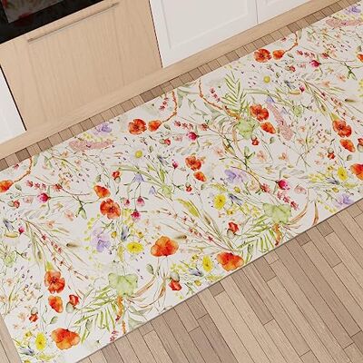 PETTI Artigiani Italiani Küchenteppich, rutschfest, waschbar, Läufer, Küche, Läufer, Küche, 52 x 80 cm, Blumenmuster 10, 100% Made in Italy PETTI Artigiani Italiani Küchenteppich, rutschfest, waschbar, Läufer, Küche, Läufer, Küche, 52 x 80 cm, Blumenmuster 10, 100% Made in Italy